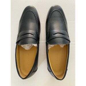 Jack Erwin Evan Penny Loafer Mens 7D Black Pebble Leather Casual Shoes NWT